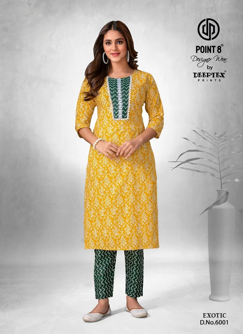 Deeptex  Exotic Vol 6 Kantha Cotton Wholesale Kurti With Pant Catalog